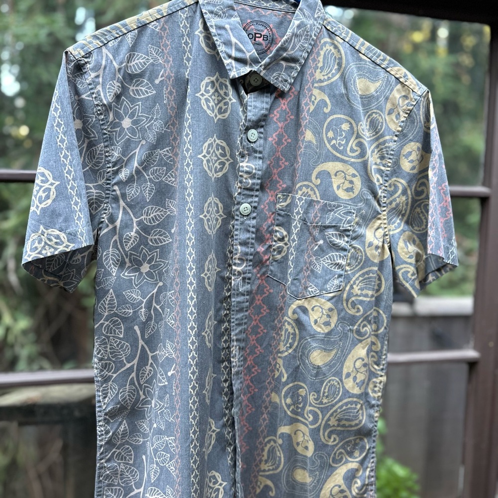 Men's Blue and Yellow Vintage Patterned Shirt - Original Paperbacks